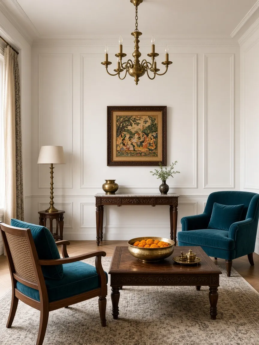 A sunlit sitting room in a residence